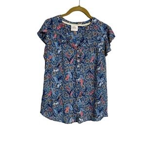 Knox Rose Blue Floral Tank Blouse XS